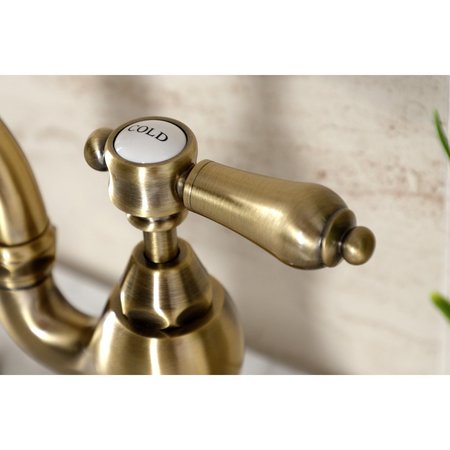Kingston Brass Bridge Bathroom Faucet with Brass PopUp, Antique Brass KS7993BAL
